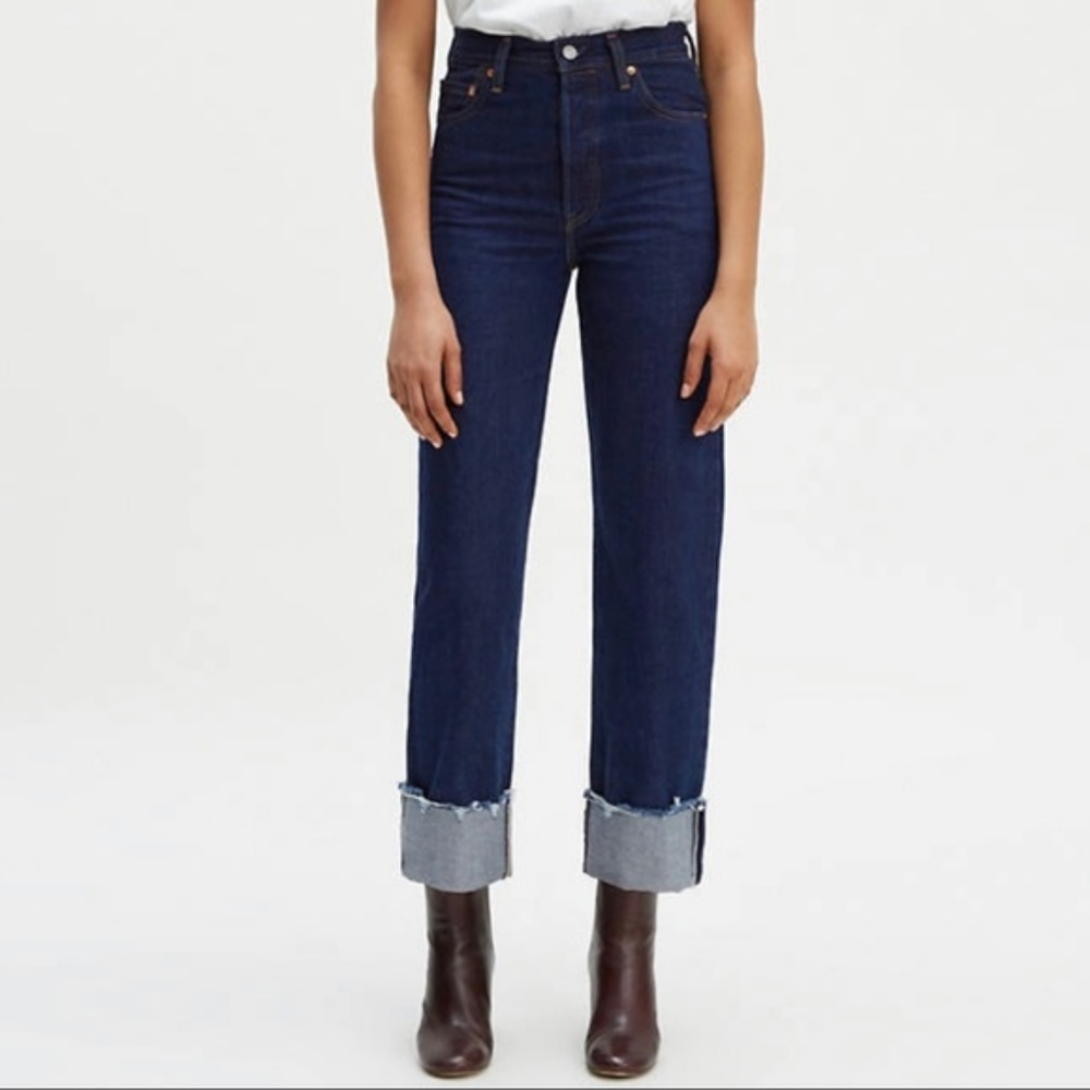 Levi's Ribcage Selvage Straight Jeans Sz 26
